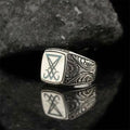 Vintage Sigil Lucifer Rock Ring 316L Stainless Steel Seal of Satan Rings for Men Male Punk Rock Jewelry OSR918