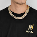 Iced Out Cuban Chain Necklace Stainless Steel 18/19MM