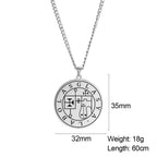 LIKGREAT Stainless Steel Lesser Key of King Solomon Occult Sigil 72 Demon Medalion Necklace for Men Women Pagan