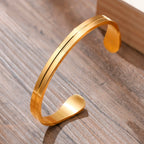 Minimal Thin Cuff Bangle Bracelet — Stainless Steel