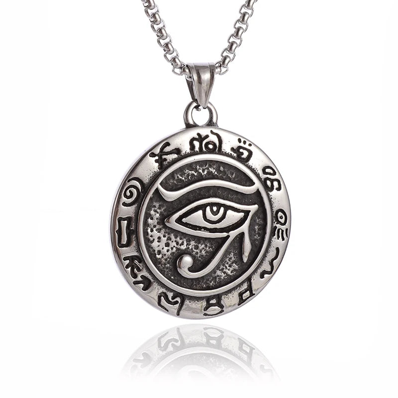 Shining Iced Out Ancient Egyptian God Eye of Horus Cross Pendant Necklace for Men and Women Hip Hop Trendy Amulet