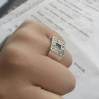 Creative 925 Silver Vintage Stereoscopic Square Mens Rings Fashion Luxury High Quality Ring Fine Jewelry Adjustable Opening