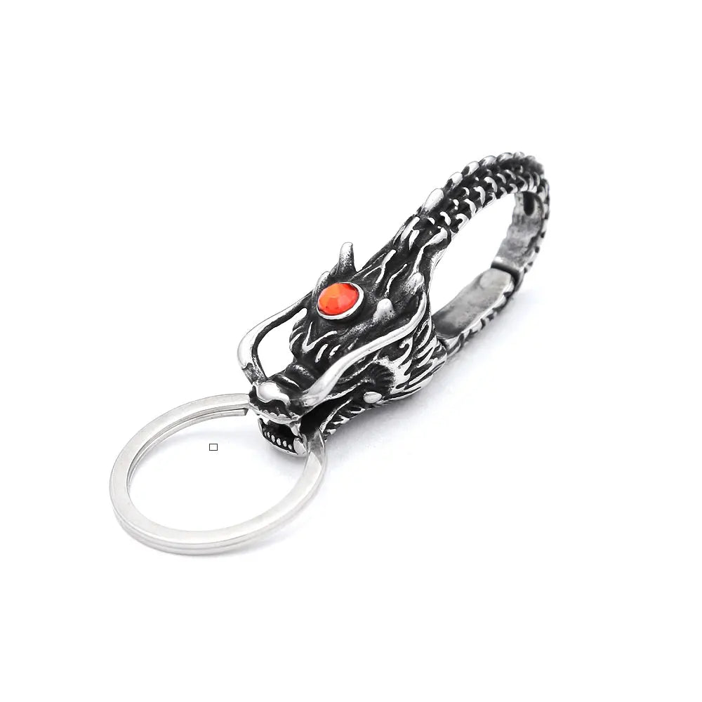 Viking Dragon Head Keychain — Stainless