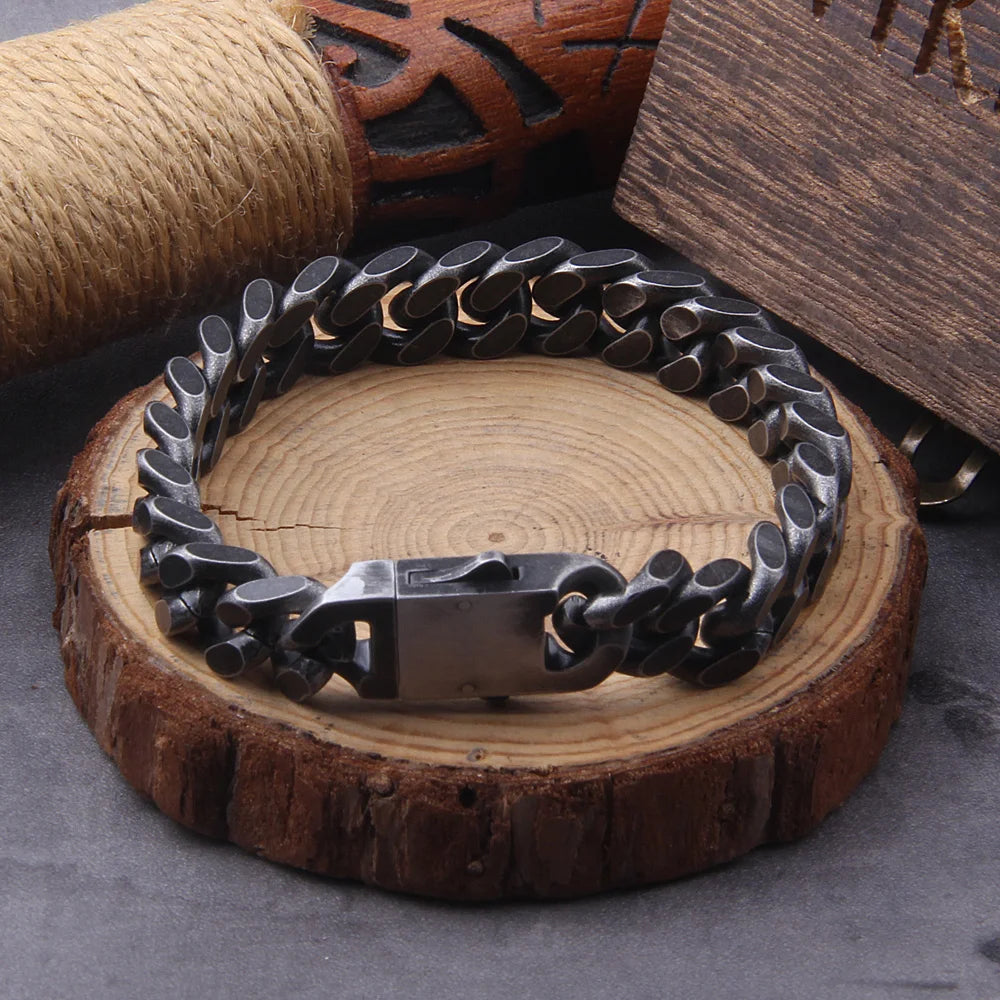 Black Curb Cuban Link Bracelet — Stainless Steel