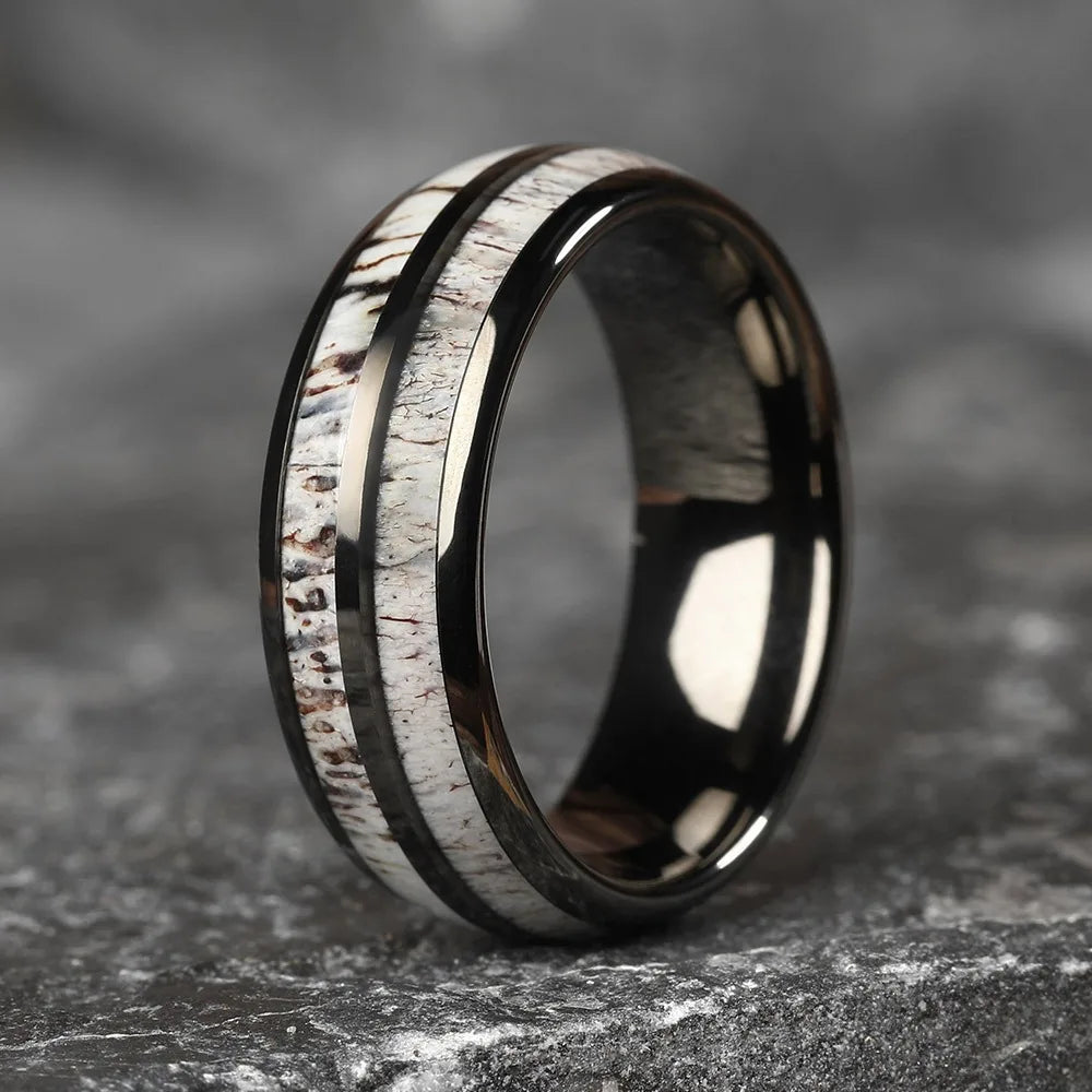 Fashion 8mm Silver Color Men Stainless Steel Ring Inlay Colorful Abalone Shell Rings For Men Women Wedding Band Jewelry Gifts