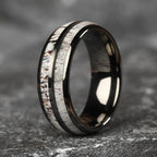 Fashion 8mm Silver Color Men Stainless Steel Ring Inlay Colorful Abalone Shell Rings For Men Women Wedding Band Jewelry Gifts