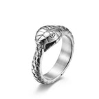 Punk Vintage Viking Snake Ring Men Women Stainless Steel Animal Ring Fashion Simple Biker Amulet Jewelry Gifts
