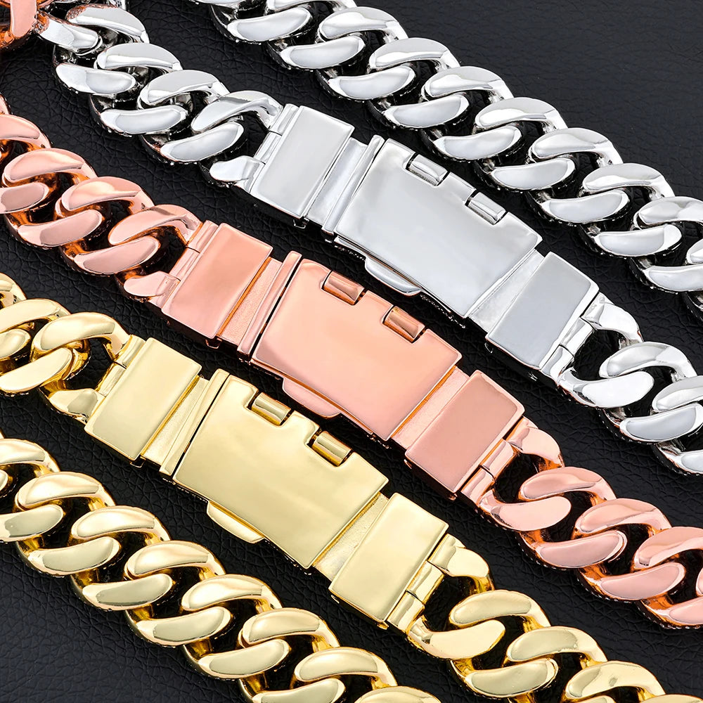 Iced Out Cuban Chain Necklace Stainless Steel
