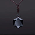 Black Obsidian Star Pendant Necklace — Black