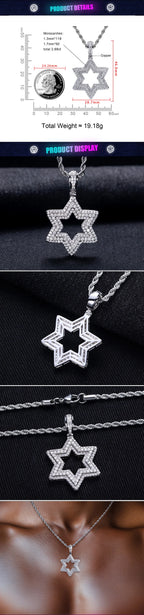 Iced Out Star of David Pendant — 14K Gold