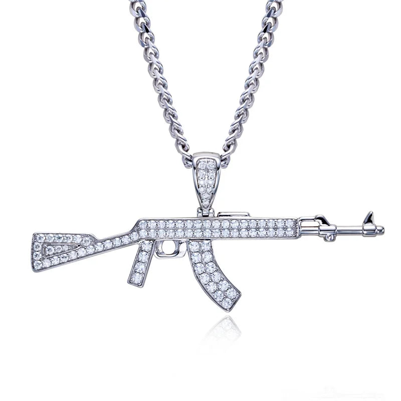 Iced Out AK Pendant — 925 Silver