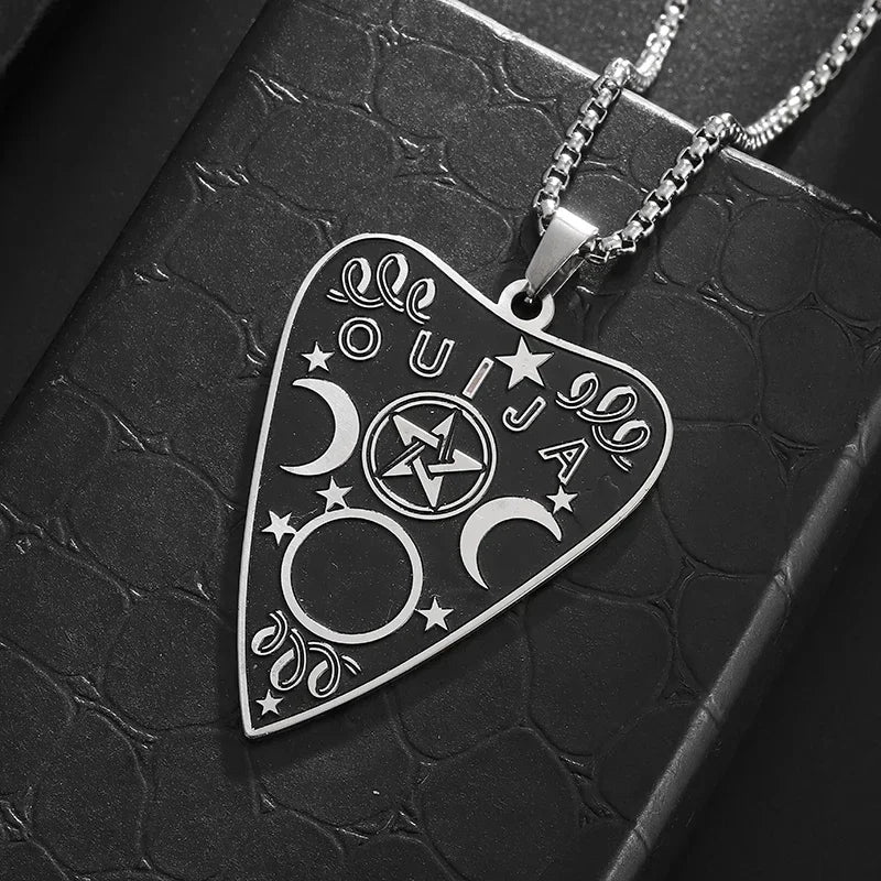 Stainless Steel Gothic Mysterious Ghost Death Band Symbol Pendant Necklace Personalized Punk Jewelry for Men and Women