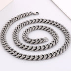 Vintage 8/10MM Curb Chain Necklace for Men Brushed Matte Stainless Steel Cuban Link Men's Boys Neck Chains Male Choker