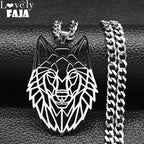 Wolf Pendant Necklace — Silver Stainless