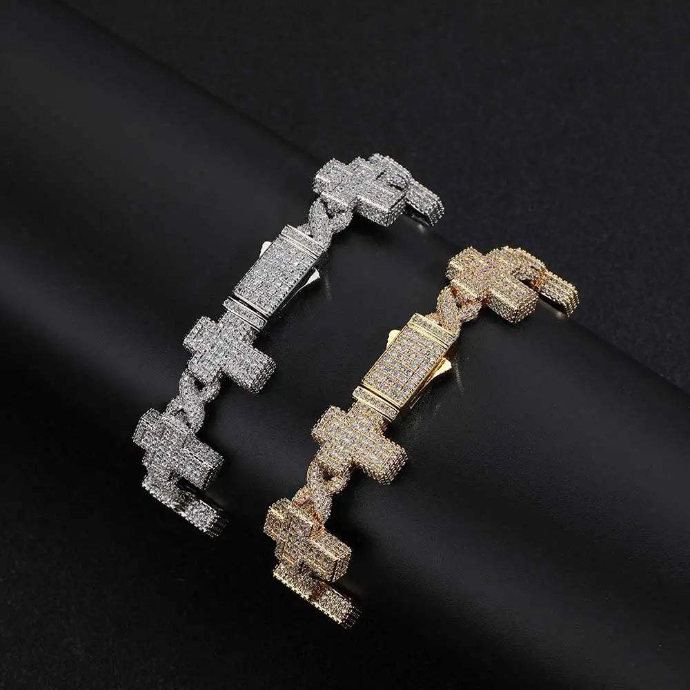 Iced Out Cross Infinity Bracelet CZ Cuban