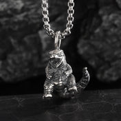 Dinosaur Beast Pendant Necklace for Boys — Silver-Tone