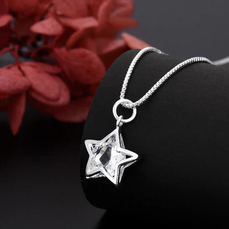 Iced Out Star 925 Silver Pendant Necklace