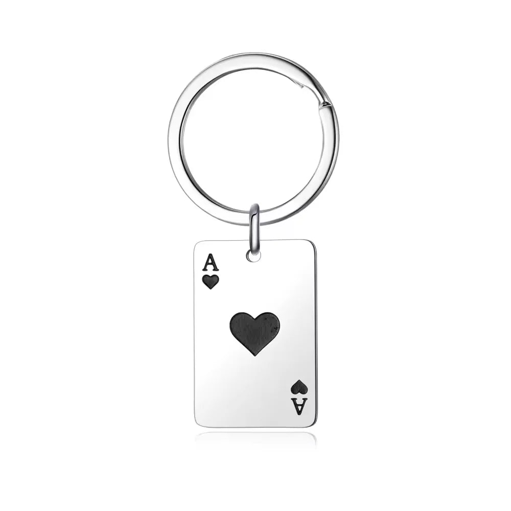 Iced Out Ace Playing Card Pendant Necklace — Stainless Steel