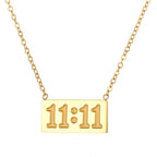 11:11 Rectangle Pendant Necklace men women Fine Stainless Steel 18K Gold Plated Necklace Choker Luxury Jewelry Couple Gifts