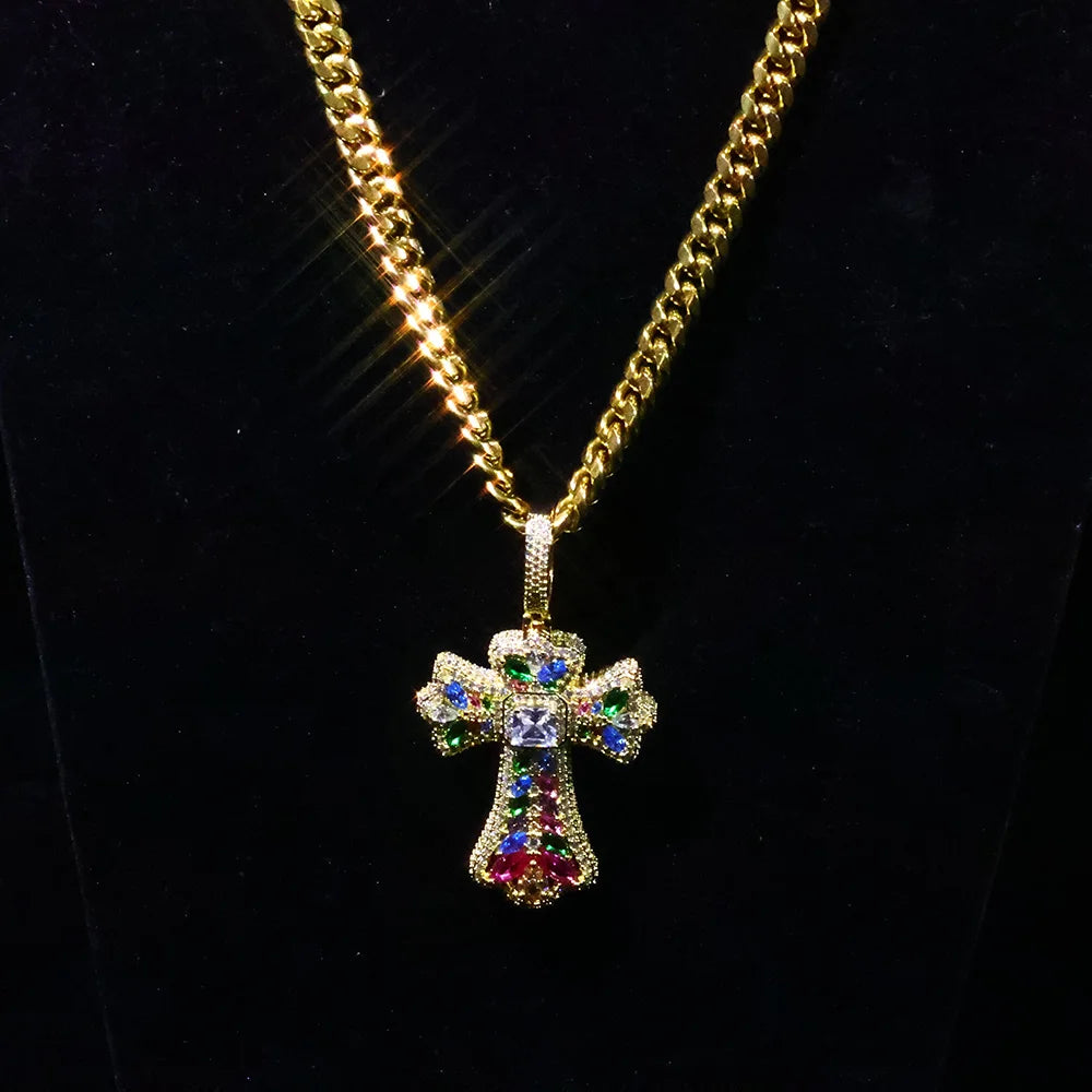 Iced Cross Pendant Necklace
