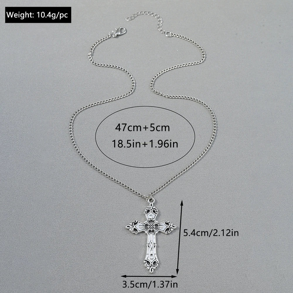 Retro Cross Pendant Necklaces for Women Men Gothic Steampunk Skull Necklace Chain Hip Hop Jewelry Gifts