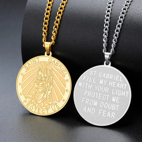Dawapara Archangel Gabriel Pendant Necklace — Stainless Steel