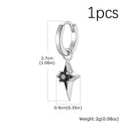 Hip Hop Star Hoop Earrings for Men,Black Zircon Star Copper Hoop Earrings,Trendy Jewelry Gift