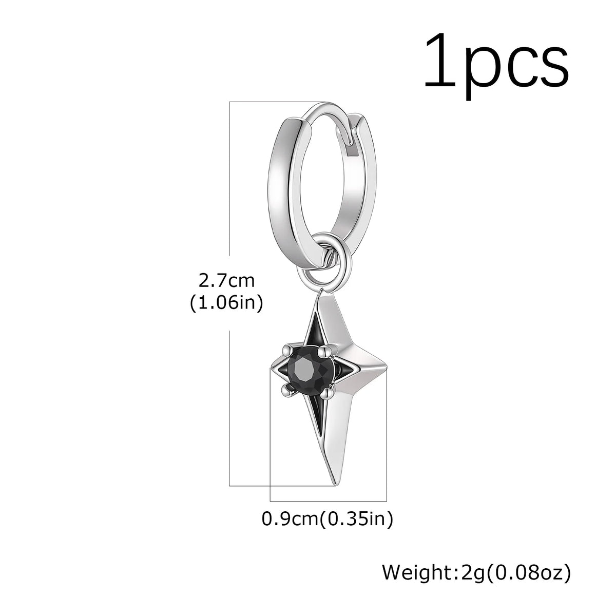 Hip Hop Star Hoop Earrings for Men,Black Zircon Star Copper Hoop Earrings,Trendy Jewelry Gift