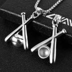 Silver Baseball Bat Pendant Necklace Stainless Steel