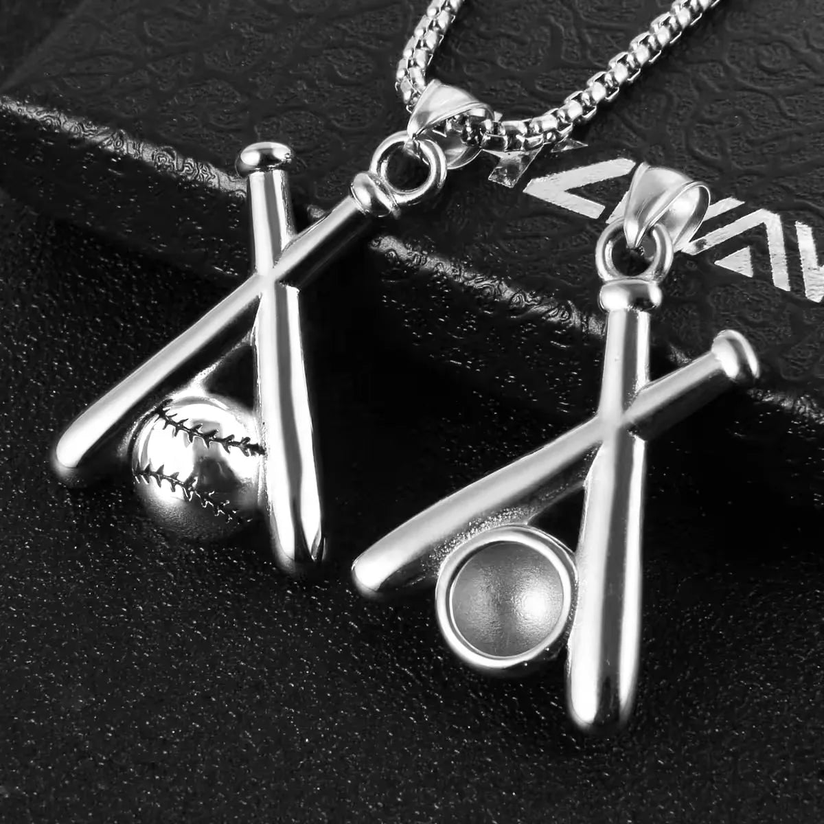 Silver Baseball Bat Pendant Necklace Stainless Steel