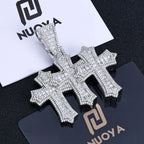 Two-Tone Cross Pendant Baguette Iced Out