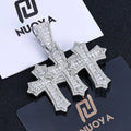 Cross Pendant Necklace Iced Out Three Baguette