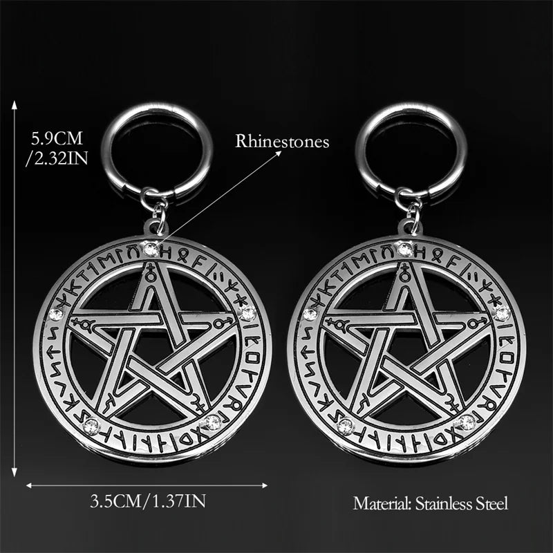 Star Viking Steel Earrings Nordic Rune Pentacle