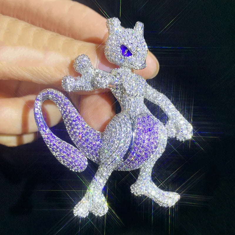 Hip Hop 3A+ CZ Stone Bling Iced Out Cartoon Character Charm Pendants Necklace for Men Rapper Jewelry Purple Gold Silver Color