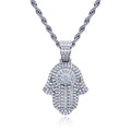 Iced Out Hamsa Pendant — 925 Silver