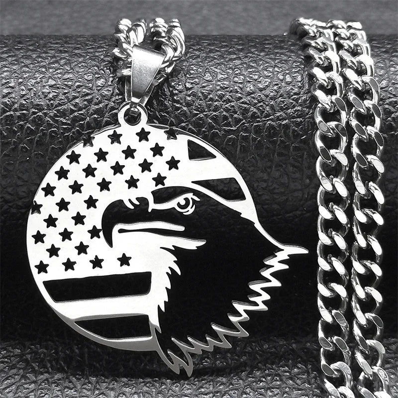 American Eagle Flag Pendant — Stainless