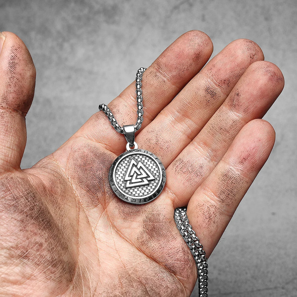 Viking Runes Men Necklaces With Pendant Stainless Steel Jewelry For Male Women Odin Triangle Punk Accessories Gifts Wholesale