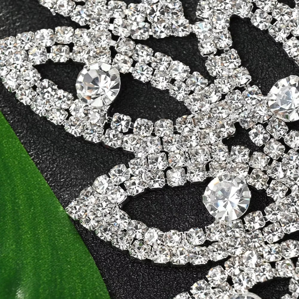 FTCY Personalized Fashion Leaf Rhinestone Necklace For Women Luxury Shining Crystal Floral Necklace Wedding Jewelry