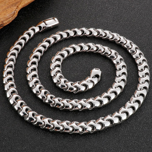 9MM Wide Curb Chain Man Necklace Polished Stainless Steel 50/60/70CM Long Men's Keel Chains Necklaces Choker Items