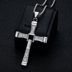 CZ Jesus Cross Pendant Necklace — Stainless Steel