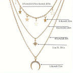 Glamour Necklace 2025 Fashion New Simple Temperament Eight Mans Star Crescent Pentagram Ms. Three-layer Necklace Gift