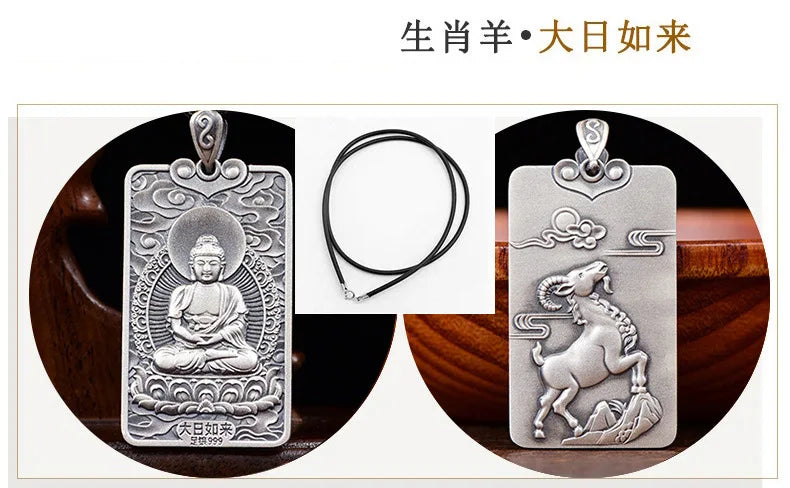 Chinese Zodiac Animal Buddha Blessing Pendant Necklace