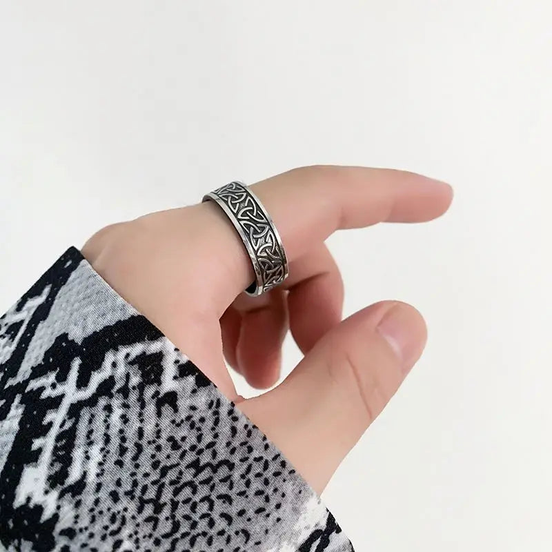 Viking Words Ring Western Band for Men and Women