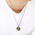 KALEN Stainless Steel 304 Vintage Compass Pendant Necklace For Men - KP117697-LU