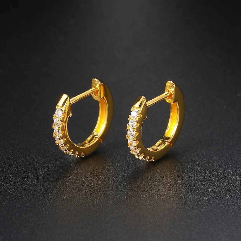 Iced Out Hoop Earrings Stainless Steel CZ
