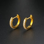 Iced Out Hoop Earrings Stainless Steel CZ