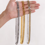 10MM Width Watch Chain Style Bracelet Necklace Choker for Men Women Solid Stainless Steel On Hand Neck Jewellery