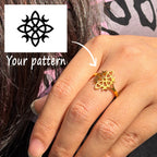 Customized Pattern Stainless Steel Ring Personalized Logo Stainless Steel Open Adjustable Ring Wedding Gift Wholesale