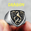 Dragon Shield Ring 316L Stainless Steel Men Rings Rock Punk Norse Myth for Biker Male Boyfriend Jewelry Best Creative