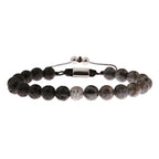Black CZ Pave Ball Beaded Bracelet for Men — Adjustable Weave